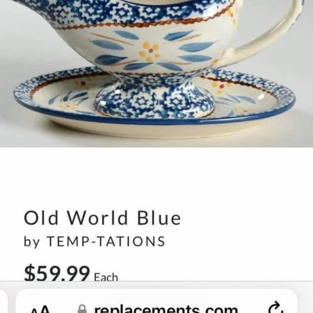 BRAND NEW Gravy Boat & Underplate in Old World Blue
